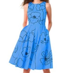 Floral Wool Embellished Cotton Poplin Dress